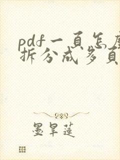pdf一页怎么拆分成多页