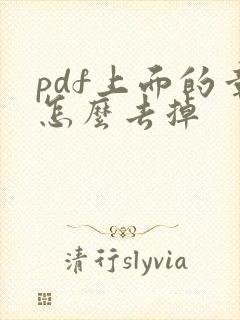 pdf上面的章怎么去掉