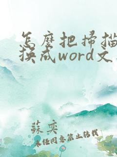怎么把扫描件转换成word文档