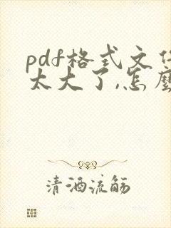 pdf格式文件太大了,怎么压缩大小