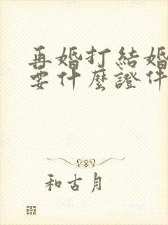 再婚打结婚证需要什么证件