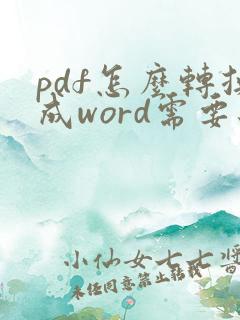 pdf怎么转换成word需要编辑密码
