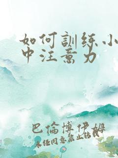 如何训练小孩集中注意力