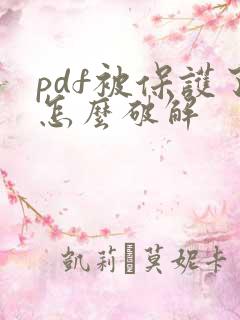 pdf被保护了怎么破解
