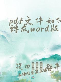 pdf文件如何转成word版文件
