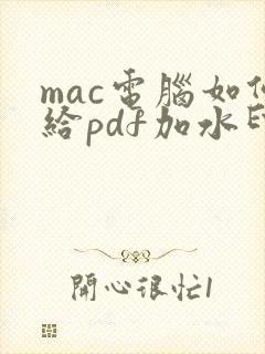 mac电脑如何给pdf加水印