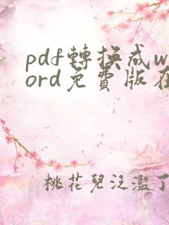 pdf转换成word免费版在线转换免费