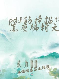 pdf的扫描件怎么编辑文字