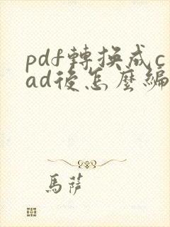 pdf转换成cad后怎么编辑