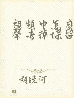 视频中怎么把人声去掉保留背景音