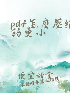 pdf怎么压缩的更小