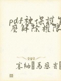 pdf被保护怎么解除权限密码