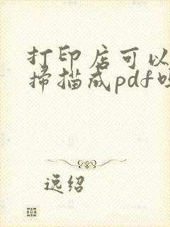 打印店可以帮忙扫描成pdf吗