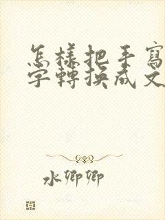 怎样把手写的文字转换成文档