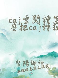 caj云阅读怎么把caj转换成pdf