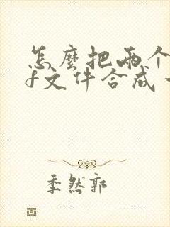 怎么把两个pdf文件合成一个文件