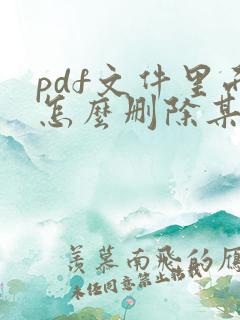 pdf文件里面怎么删除某一页