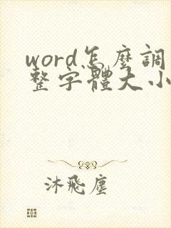 word怎么调整字体大小