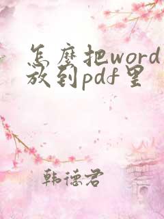 怎么把word放到pdf里