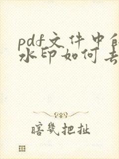 pdf文件中的水印如何去掉