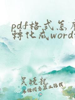 pdf格式怎么转化成word格式