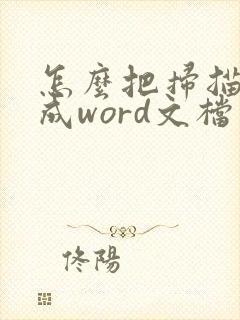 怎么把扫描件变成word文档