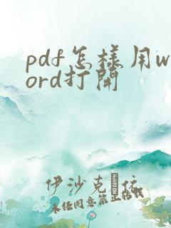 pdf怎样用word打开
