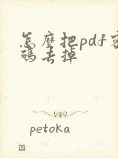 怎么把pdf密码去掉