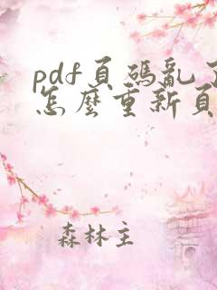 pdf页码乱了怎么重新页面顺序
