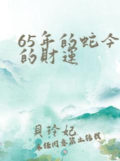 65年的蛇今年的财运