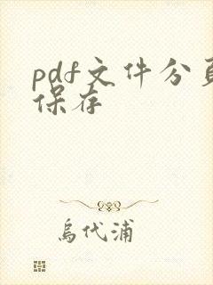 pdf文件分页保存