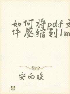 如何将pdf文件压缩到1m以内