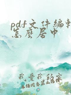 pdf文件编辑怎么居中