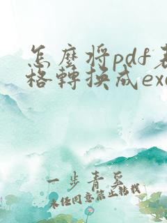 怎么将pdf表格转换成excel