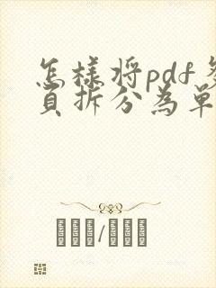 怎样将pdf多页拆分为单页