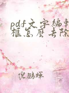 pdf文字编辑框怎么去除