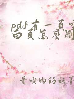 pdf有一页空白页怎么删除