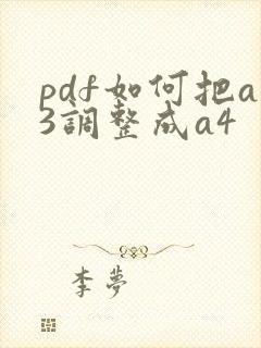 pdf如何把a3调整成a4