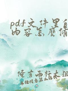 pdf文件里的内容怎么修改