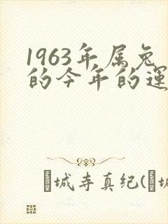 1963年属兔的今年的运势怎样