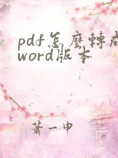 pdf怎么转成word版本