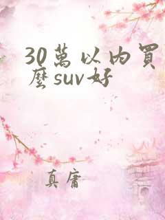 30万以内买什么suv好