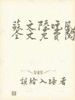 苏文陆晚风小说全文免费阅读