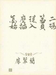 怎么从第二页开始插入页码