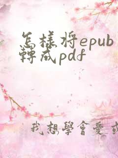 怎样将epub转成pdf