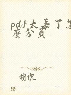 pdf太长了怎么分页