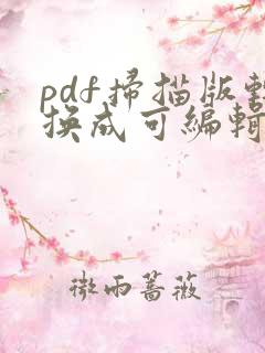 pdf扫描版转换成可编辑word
