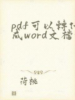 pdf可以转化成word文档吗