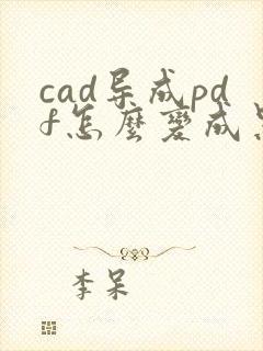 cad导成pdf怎么变成黑白