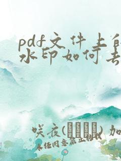 pdf文件上的水印如何去掉